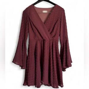 Altar'd State Dark Mauve Long Sleeve Dress